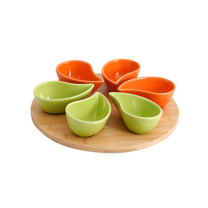 Platos de Cerámica Coloridos de Estilo Clásico para Servir <span class=keywords><strong>Tapas</strong></span>, Aperitivos, Salsa de Soya, Bandeja de Bambú Ecológica para el Hogar, Hoteles y Fiestas - Product Image 3