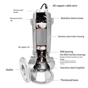 Pompe submersible pour eaux usées en acier inoxydable 316L, 30HP DN100 80m³/h 48m, résistante aux blocages, pour drainage industriel - Product Image 2
