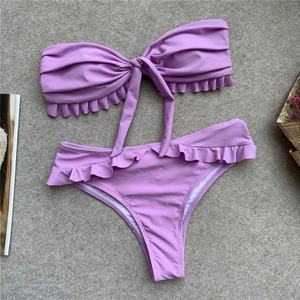 Traje de Baño de Una Pieza Negro Sólido de Cintura Alta para Mujer, Estampado de Puntos, Servicio OEM, Marca Privada - Product Image 3