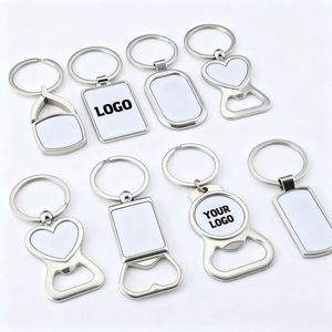 JW898 Customized Laser Engraved Metal <b>Bottle</b> Opener Keychain Double-sided Printing LOGO Blank Heat Transfer Sublimation Keychain - Product Image 1