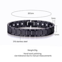 Bracelet de Thérapie Magnétique Rectangle en Acier Inoxydable 316, Style Punk Croco, Tendance, Personnalisable avec Logo Gravé, Meilleure Vente