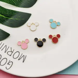 Perhiasan Emas Campuran Aksesori Logam Berwarna Enamel Mickey Kartun Jimat Liontin untuk Pembuatan Perhiasan Anting-Anting