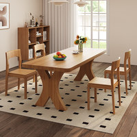 Table et chaises rectangulaires en bois massif, idéales pour les restaurants, hôtels, appartements et villas, livrées en kit.