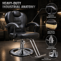 Fauteuil de barbier inclinable et réglable en hauteur avec un design minimaliste moderne pour les meubles de salon commerciaux