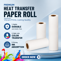 Gulungan Kertas Putih 1.6cm 100 GSM Transfer Sublimasi Pewarna untuk Tekstil Pakaian Tingkat Transfer 98% 1.6x100m Cepat Kering dan Tahan Lama