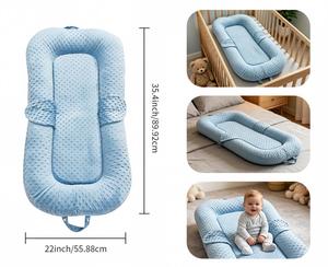 Portable Minky Dot Baby Lounger <b>Nest</b> Soft Breathable Newborn <b>Sleeping</b> Bed Infant Travel <b>Nest</b> with Carry Handles - Product Image 2