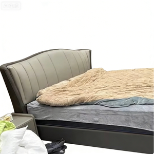 Cama de Cuero Vacuno Personalizable con Capa Superior de 2x2 Metros, Diseño de Borde de Esponja de Alta Densidad, Forma de Concha Moderna y Simple - Product Image 1