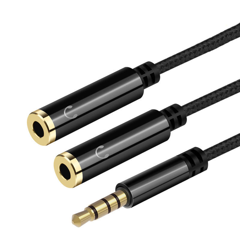 Headphone Splitter Nylon Braided Aux Male to Female Way Earphone  Audio Adapter Dual Stereo Jack Y Cable