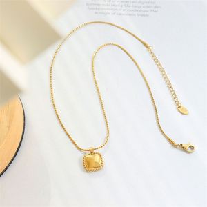 Fine Gold Plated <b>Choker</b> Necklace Stainless Steel square Pendant Necklace - Product Image 2