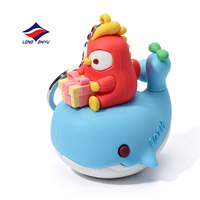 Porte-clés personnalisés Longzhiyu en PVC 3D, mignons, bleu clair, en forme de poupée, cadeaux, porte-clés en caoutchouc PVC avec logo personnalisé