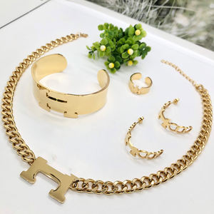 Moda marka tasarımcısı takı 18k altın paslanmaz çelik Pvd su geçirmez abartılı takı marka tasarımcısı kadın takı seti - Product Image 6