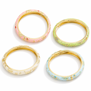 Hot Sales Chinese Style Christian Travel Gift Color Drop Spring Open <b>Bracelet</b> Peony Cloisonne Vintage Enamel <b>Bangles</b> Party Alloy - Product Image 6