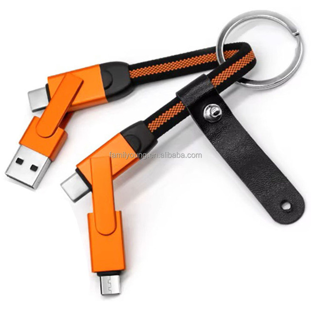 6 in 1 Fast Charging Cable PD 60W 20V 3A Max 20cm Braided Portable Keychain OTG Data Cable for Almost All Mobile Phone Tablet PC
