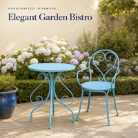 Ensemble de table et chaises d'extérieur trois pièces en métal pour balcon, idéal pour patio, jardin et salon de thé