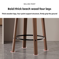 Tabouret de bar en bois massif, design moderne et minimaliste, dossier pivotant pour usage domestique et commercial, modèle chinois M1025