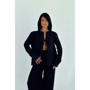 Conjunto de Traje de Pantalón Negro con Cordones para Mujer - Product Image 2