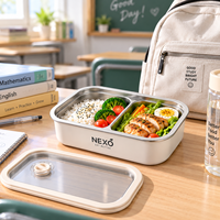 Boîte à lunch Bento avec couvercle en silicone 1650ml 1450ml Contenant alimentaire en acier inoxydable Logo personnalisé pour le travail, l'école, le bureau, les voyages