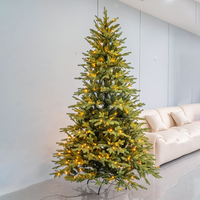 Weihnachts dekoration PE PVC Mixed Pre Lit Weihnachten beflockte Weihnachts bäume mit LED-Lichtern