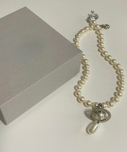 Collar de Perlas Sintéticas Vvivi Enne Wests Woods, Diseño de Gota de Agua Saturno, Cadena de Lujo para Clavícula, Plateado, Grado AAAA, Romántico - Product Image 5