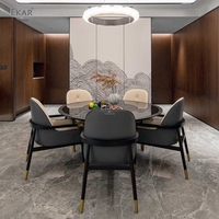 EKAR Zenith-Ensemble de table à manger luxueux en bois massif de haute qualité, avec plateau tournant caché, adapté aux villas