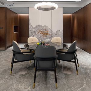 EKAR <span class=keywords><strong>Zenith</strong></span>-Ensemble de table à manger luxueux en bois massif de haute qualité, avec plateau tournant caché, adapté aux villas - Product Image 5