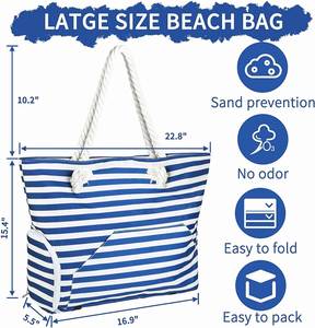 Nouveauté 2023 - Grand sac de plage multi-poches pour les voyages, la natation, la plage et les vacances - Product Image 2