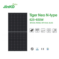 Panel Surya Jinko Tier 1 630W 640W 650W Tiger Neo N-Type TOPCon Mono Bifacial Dual Glass 66HL4M-BDV Modul untuk Proyek