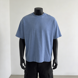 เสื้อยืดคุณภาพสูง ผ้าฝ้าย 100% เสื้อยืดเปล่าสำหรับผู้ชาย เสื้อยืดโอเวอร์ไซส์เนื้อหนา รับสกรีนลายเสื้อยืดตามสั่ง - Product Image 1