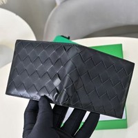 Dompet Pendek Kulit Asli Tenun Tangan Mewah Unisex Minimalis dengan Kantong Koin, Lapisan Poliester, dan Tempat Kartu