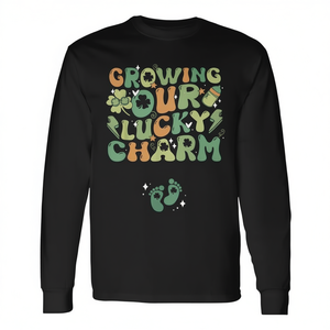 Maglietta Premaman a Maniche Lunghe per la Festa di San Patrizio - Promozionale 'Grow Our Lucky Charm' - Product Image 2