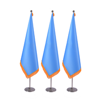 Drapeaux à franges avec base en acier inoxydable, forme triangulaire, imprimés par sublimation, drapeaux nationaux pour bureau/conférence