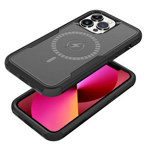 Leyi เคส PC ผิวด้านกันกระแทกสำหรับที่ชาร์จไร้สายเคสโทรศัพท์แม่เหล็กสำหรับ <span class=keywords><strong>iPhone</strong></span> <span class=keywords><strong>14</strong></span> 15 17Pro สูงสุด5กรัม - Product Image 1