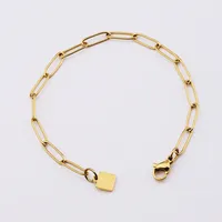 2025 femmes Design Simple forme ovale Bracelet mignon géométrique en acier inoxydable chaîne lien or Rose prix usine accessoire