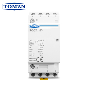 Contactor Modular de CA para Automatización Industrial, TOMZN TOCT1-25 2P 25A 220V/230V 50/60HZ, 2 Fases, Riel DIN, 4NO, CE G754 - Product Image 1
