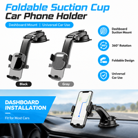 Support de téléphone de voiture à ventouse, bras télescopique pliable, support de tableau de bord, berceau universel en ABS et silicone, réglable à 360°