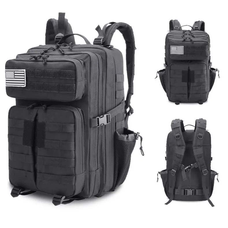 Tactical Backpacks For Men Molle Daypack 45L Large 3 Day Bug Out Bag Hiking Rucksack With Bottle Holder