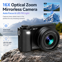 Cámara Vlog 4K UHD con Pantalla Giratoria de 180°, 64MP, Autoenfoque, 2000mAh, 256GB, Formato MOV, CMOS de 5MP para Creadores Solitarios y Viajes