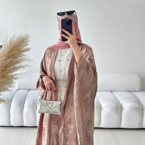 Abaya Traspirante alla Moda per E-commerce dal Design Elegante a Patchwork con Influenze Dubai e Turche per Matrimonio Estate Ramadan e Hijab - Product Image 5