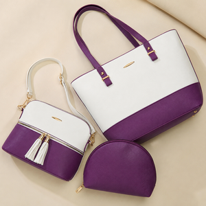 Women Tote Bag Set Three Piece <b>Handbag</b> Large Capacity Shoulder Bag Shopping Purse with <b>Small</b> Pouch and Round Coin Case - Product Image 2
