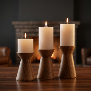 Support de bougie chauffe-plat AWE fait main, style élégant, avec pilier rond en métal et verre brun poli, pour décoration de table à la maison - Product Image 2