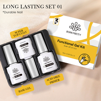 BORN PRETTY 10ml 3 pièces/kit – Kit de base et de finition avec primer pour ongles – Gel professionnel longue tenue et brillant pour salon