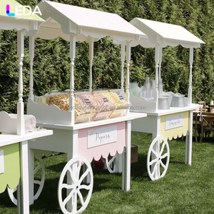 Carrito de Dulces LEDA de Lujo para Bodas, Color Blanco, con Decoración de Flores Artificiales, Carrito Móvil de Dulces para Despedida de Soltera - Product Image 4