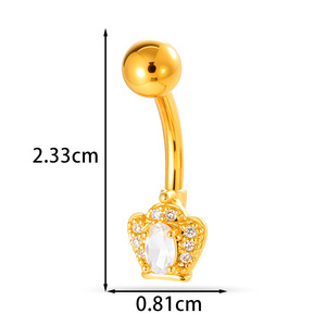 New Style Bauchnabel Ring Außengewinde Edelstahl 14G Bauch Piercing Schmuck Zirkone Schmetterling Fledermäuse Blume - Product Image 6