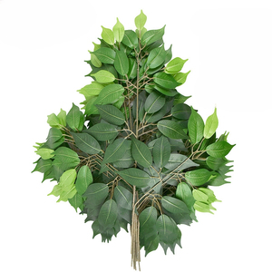 Hojas artificiales de tela de seda, hojas de baniano de imitación, hojas artificiales verdes para jardín - Product Image 1