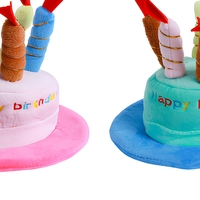 Chapeau d'anniversaire en peluche pour animaux de compagnie avec bougie intégrée – Accessoire de fête doux pour chien et chat