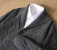Cardigan 100 % Laine avec Logo Personnalisé, Couleur Unie, Tricoté, Col Montant, Veste en Laine pour Homme, Manteau Épais 5gg, Haut en Laine Chaud pour l'Hiver