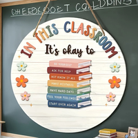 Slogan d'enseignant « Dans cette salle de classe », panneau décoratif en bois, idéal pour la rentrée scolaire, la décoration de salle de classe et de bureau