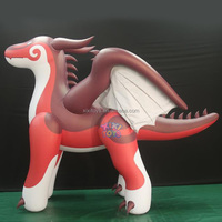 Grand Dragon rouge gonflable en PVC étanche à l'air avec ailes pour les événements, réplique d'animaux gonflables, modèles de ballons