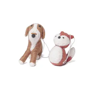 Handknitted Felted Decorations Trade Assurance New Style Christmas and Festivals hanging Decor Dog and Cat