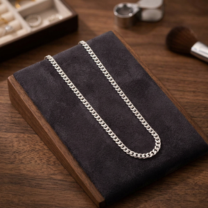 Collar de cadena de eslabones tipo curb de plata de ley 925 para hombre y mujer, cadena de eslabones sólidos, joyería de plata clásica unisex, regalo al por mayor. - Product Image 1